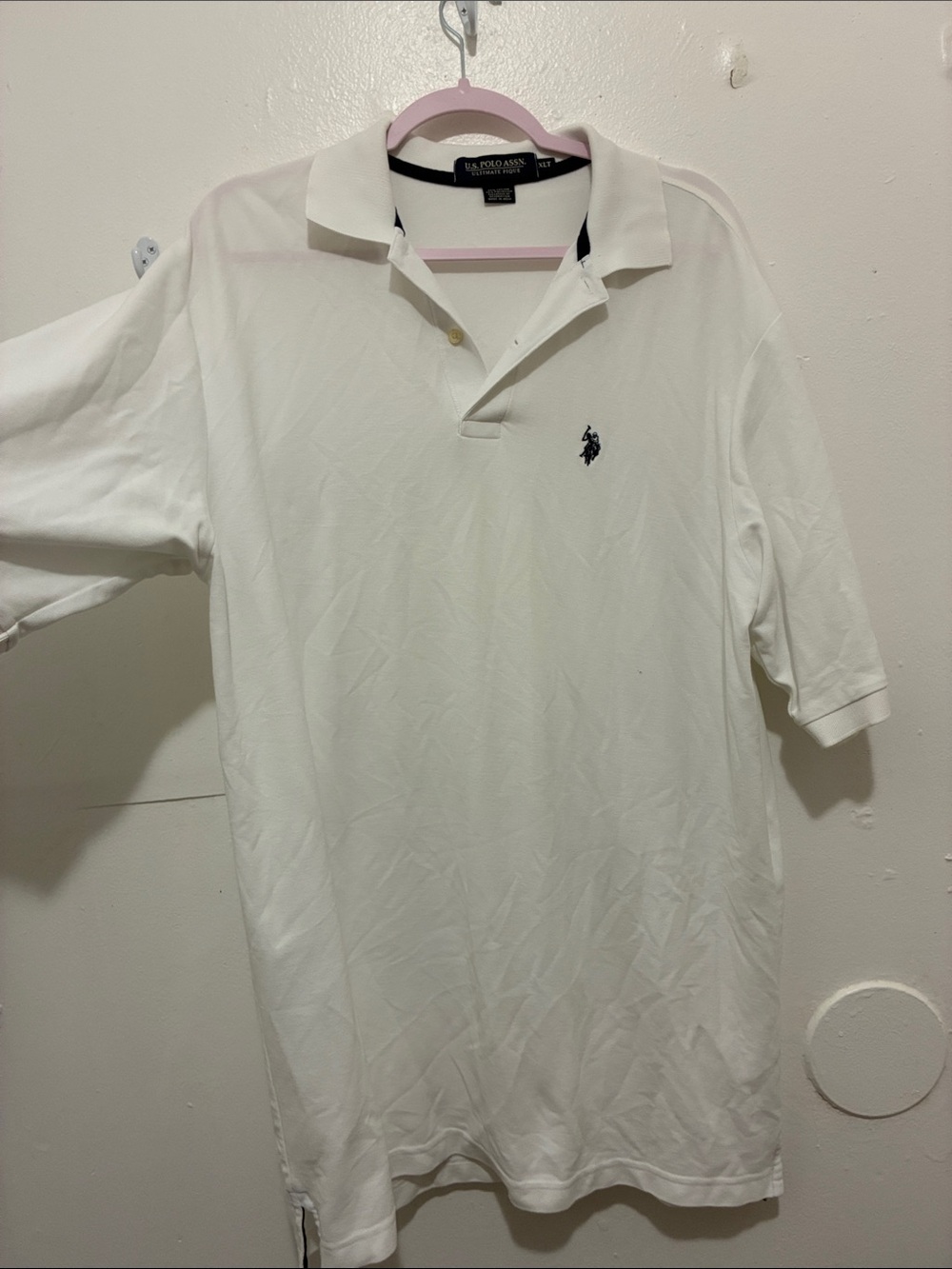 U.S. Polo Assn. Men’s White Polo with Navy Logo